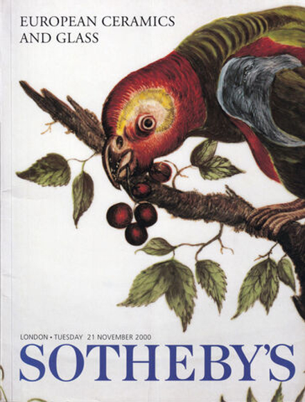 Каталог аукциона Sotheby's, Лондон, Европейская керамика и стекло от 21 ноября 2000 года