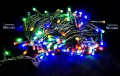 Светодиодная нить 26 м., 220V, 400 разноцветных LED ламп, контроллер, черный провод, Winner (m.01.5B.400-)