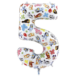 Шар Фольгированный Цифра 5 Щенки Блу (Ассорти)