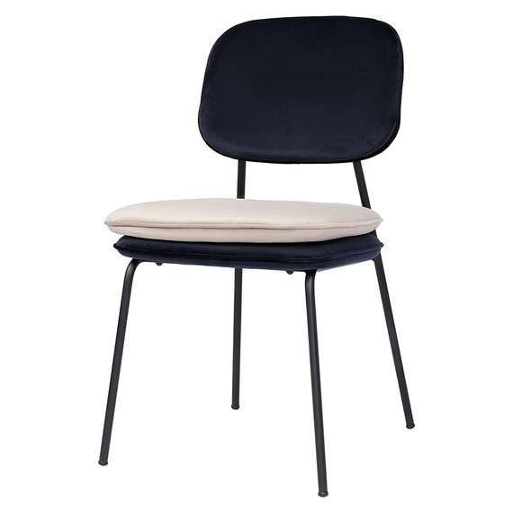Стул pea, велюр, темно-синий/бежевый