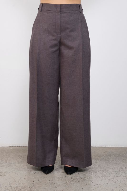 Брюки прямые широкие с защипами, серый стальной