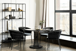 "Диего" обеденная группа на 4 персоны со стульями "Бордо" плетения колос, столешница "серый гранит"