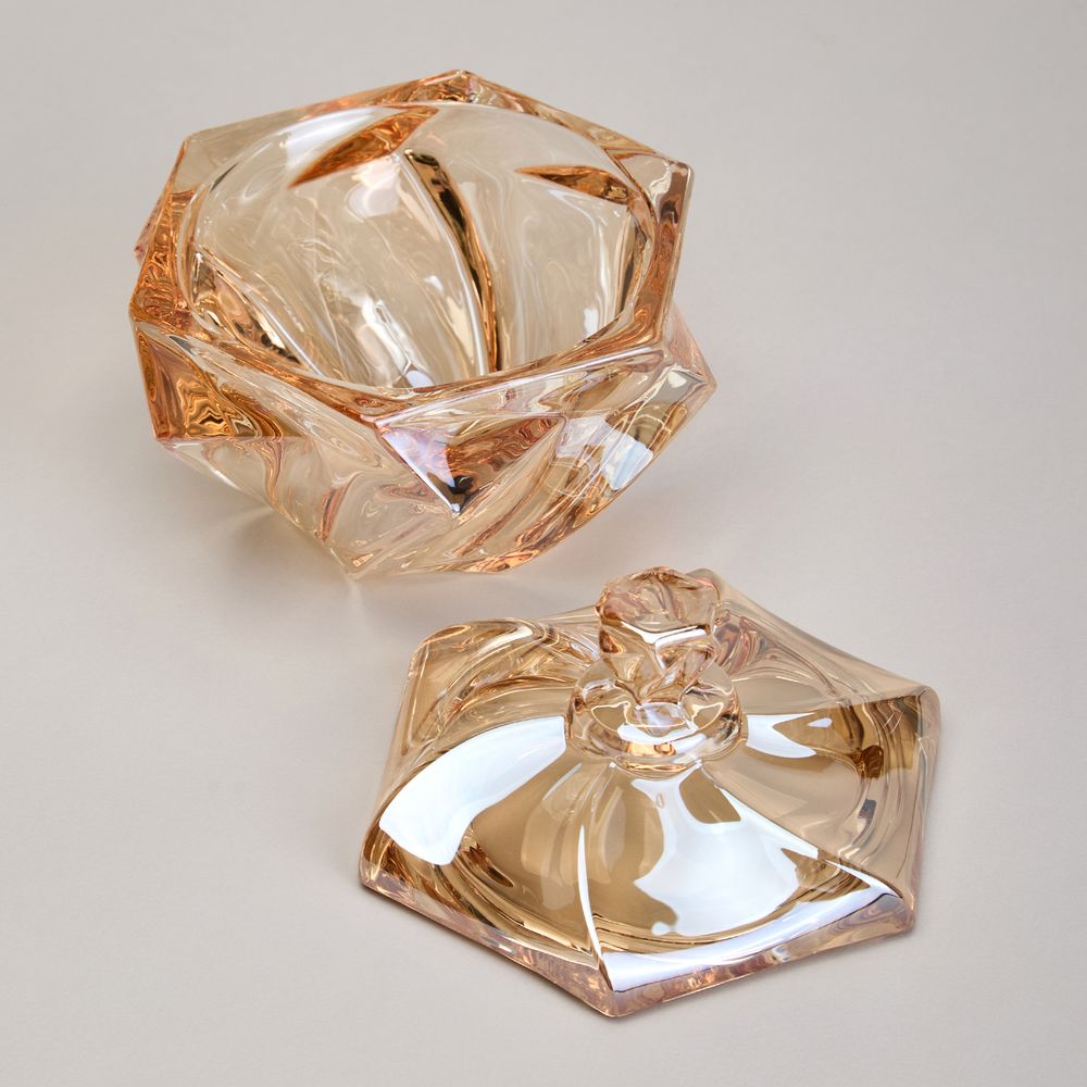 БЛЮДО С КРЫШКОЙ "BOHEMA" AMBER ДИАМЕТР=11,5 СМ ВЫСОТА=11,5 СМ