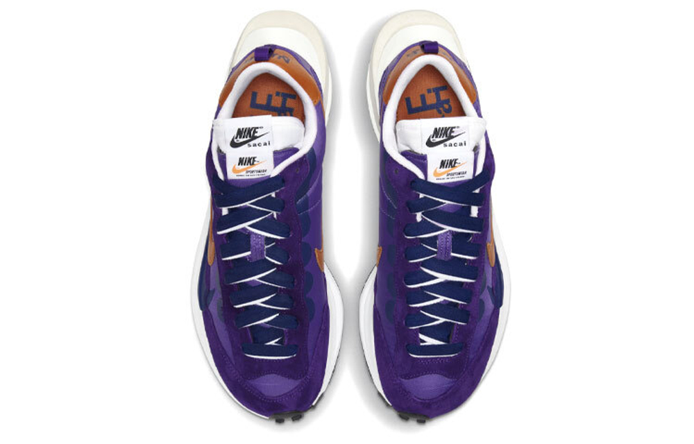 Sacai x Nike VaporWaffle dark iris Nylon Trend Non-slip Breathable Low Sport Shoes Purple Gold