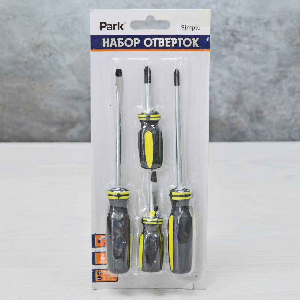Набор отверток 4шт, пластиковые рукоятки, серия Simple