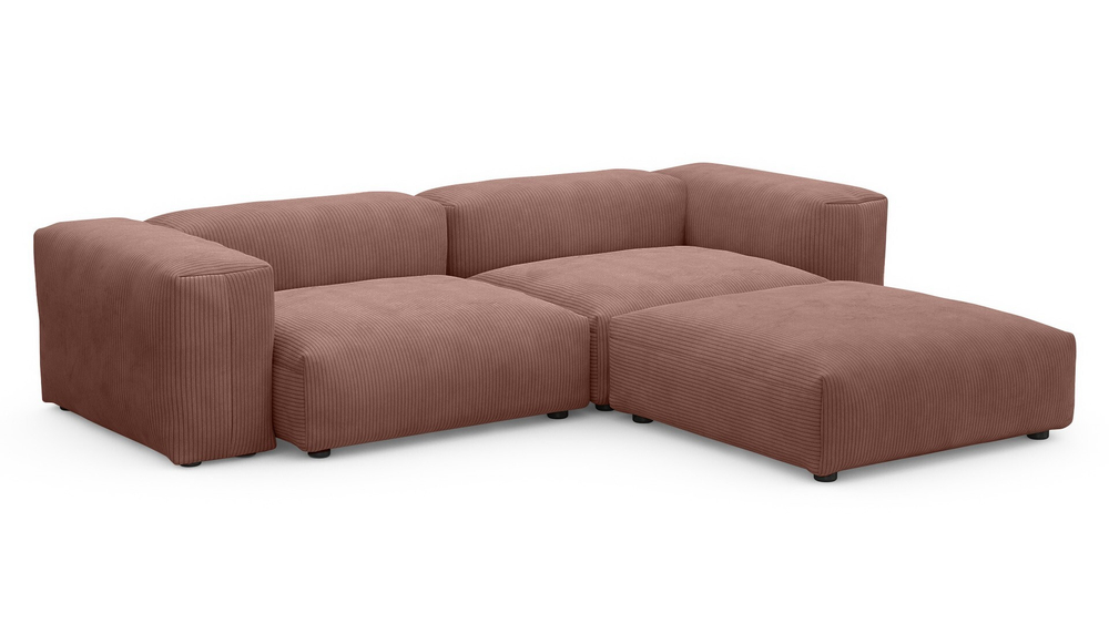 Диван с оттоманкой Фиджи Cilium Coral 273*221*62 см, Розовый Вельвет Нераскладной Фиеста