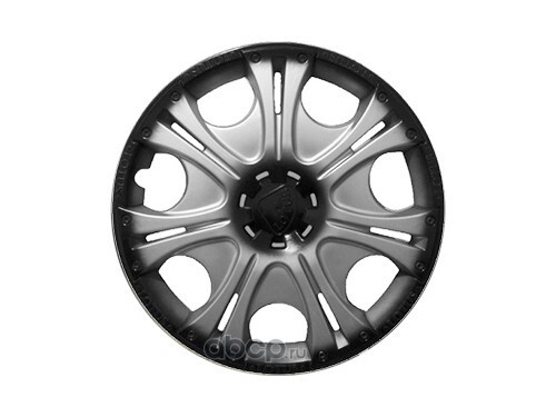 Колпак колеса R13 Лотус серебристо-черный (в мешке 4 упак) (LION)