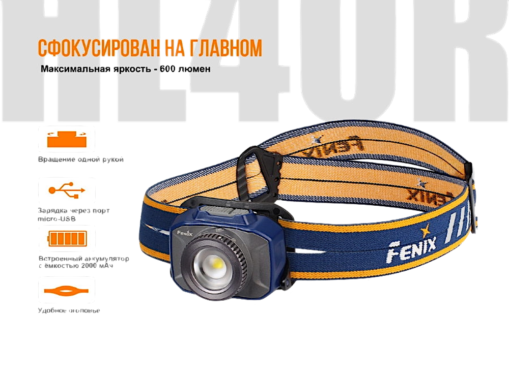 Фонарь Налобный Fenix HL40RGY Cree XP-LHIV2 LED Серый