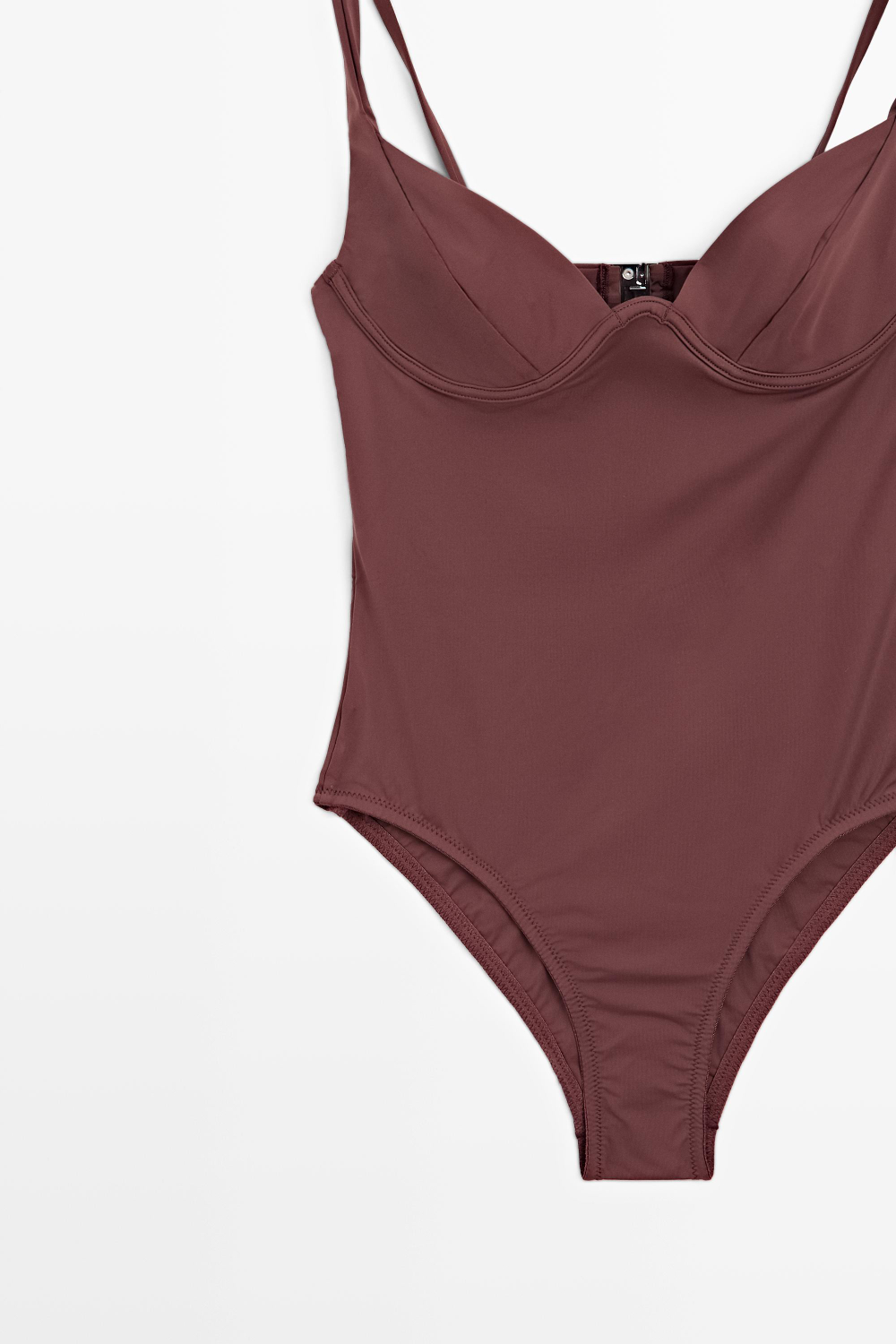 Massimo Dutti Купальник на косточках с широкими бретелями, коричневый