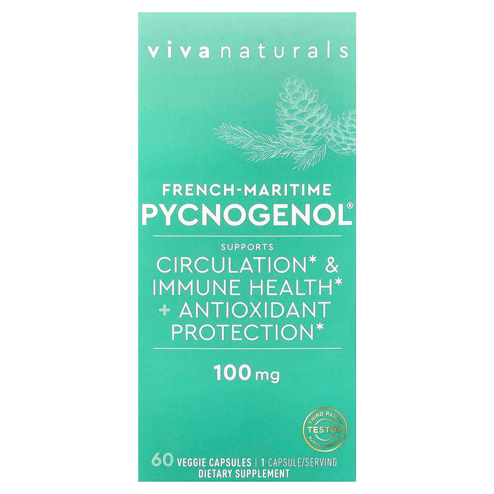 Viva Naturals, France-Maritime Pycnogenol®, 100 мг, 60 растительных капсул