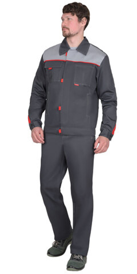 Куртка "ФАВОРИТ-РОСС" темно-серая со светло-серым и красным (Галактика 215) Распродажа