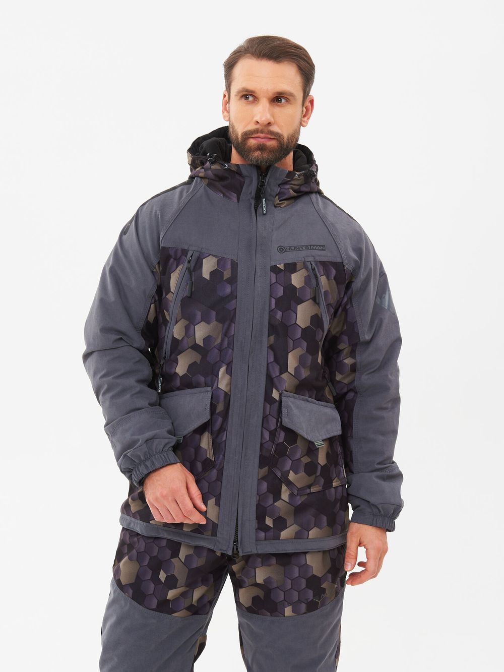 Костюм демисезонный Горка-Люкс ткань Исландия/Алова цвет Серый/КМФ 001