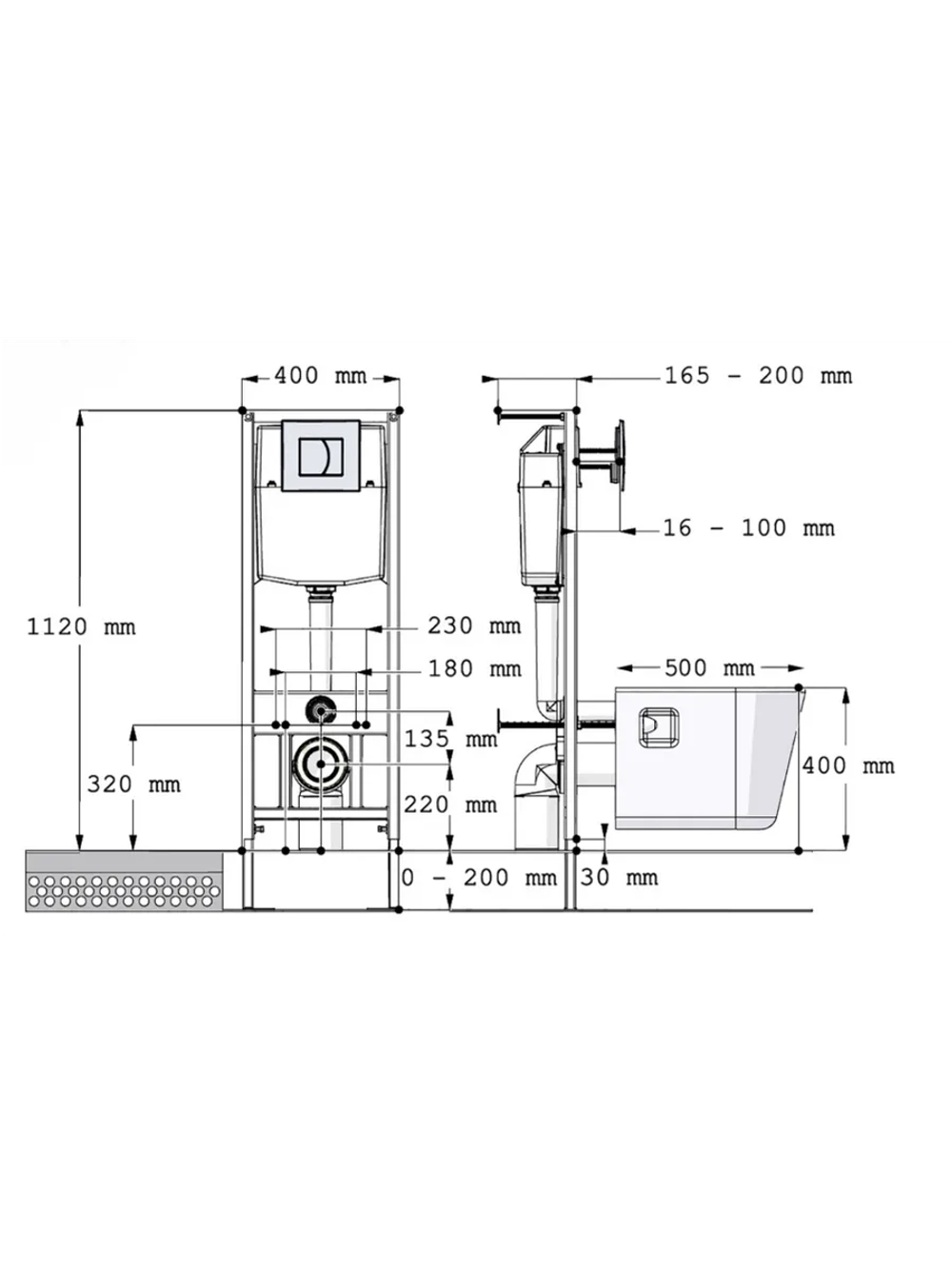 Инсталляция с подвесным унитазом EIS белая кнопка