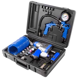 Набор инструментов пневматических с аксессуарами 15пр(гайковерт-320н/м,пневмозач.машинка-цанга 6мм,25000об/мин,подкачка,продувоч.пистолет,шланг5м) Forsage F-RP7811-15 (RP7313, ST-5540)