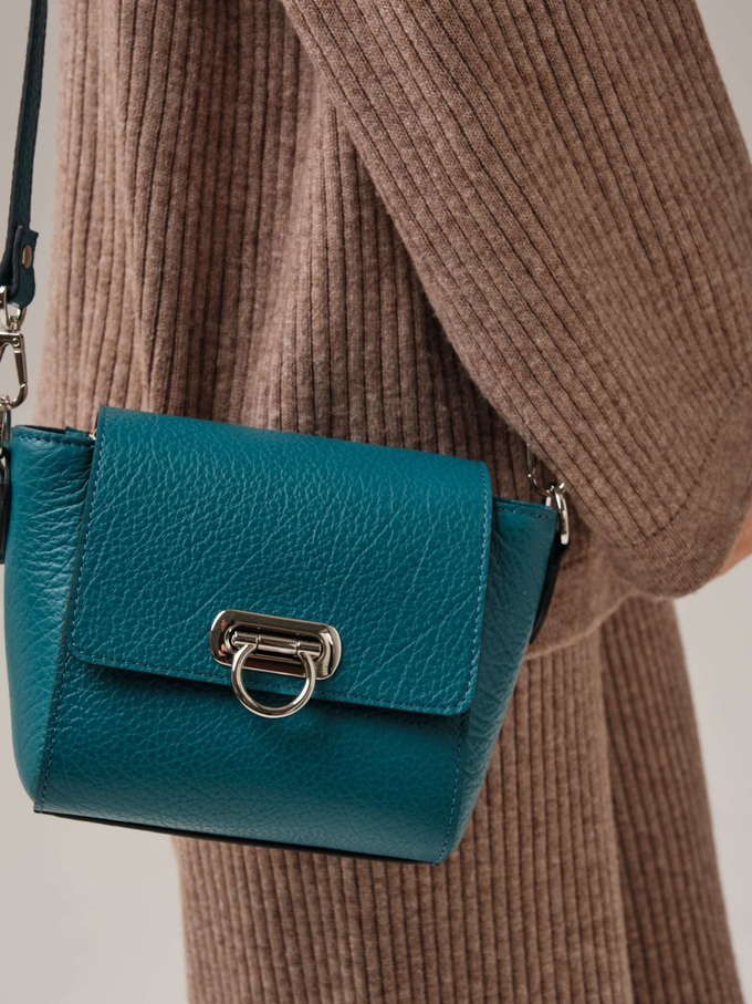 Сумка кожаная Azaro 3520 бирюза/бизон