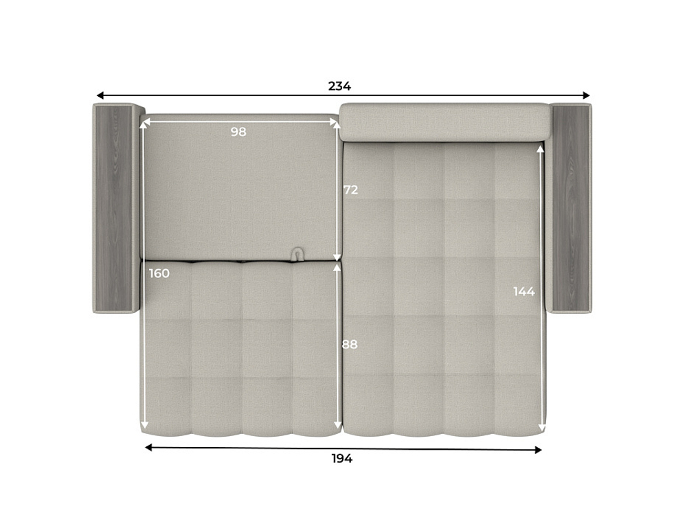 Диван угловой с декором Лига-049 НПБ, Амур 02 РОГОЖКА бежевый