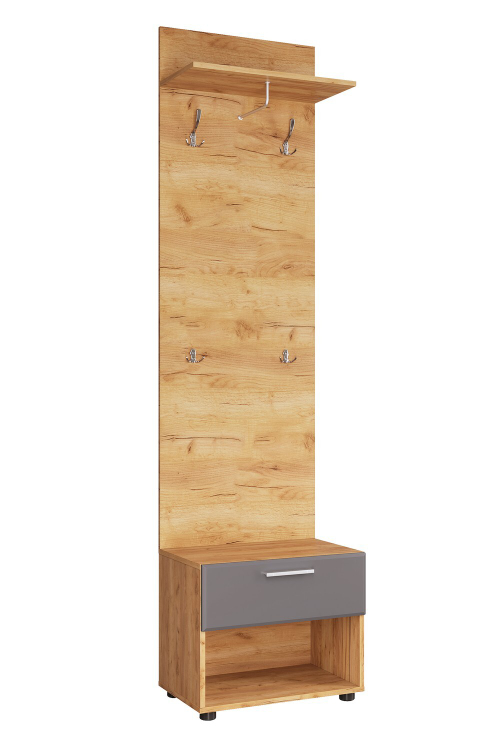 САФАРИ_Тумба_ТМ-003_(Тумба с вешалкой) Дуб Крафт золотой / Графит Софт