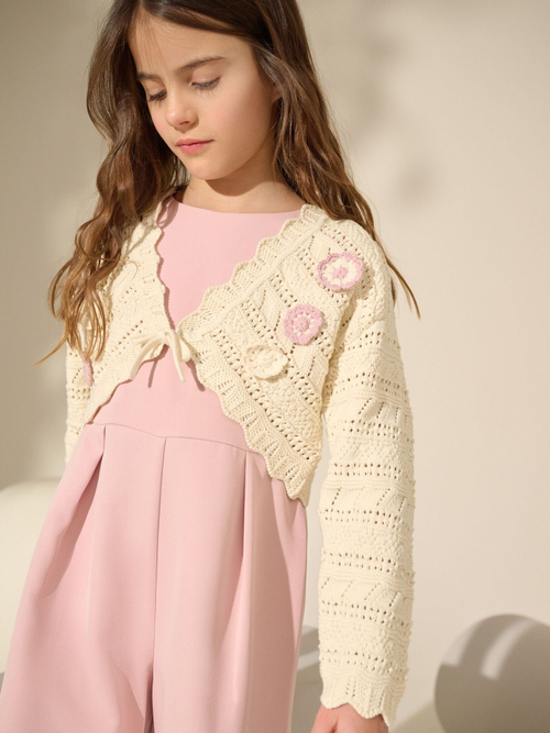 Кардиган вязанный для девочки Next AB7-174, Молочный