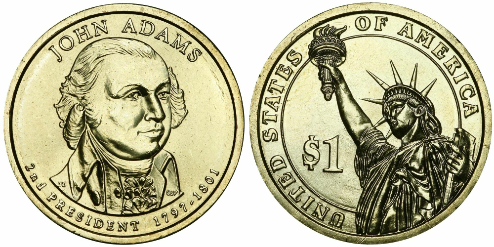 США 1 доллар 2007 Президент 2 - Джон Адамс (1797-1801) aUNC
