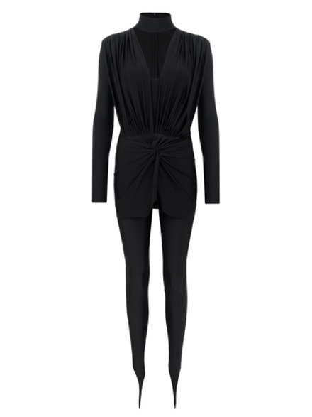 Открытый комбинезон с драпировкой из бифлекса