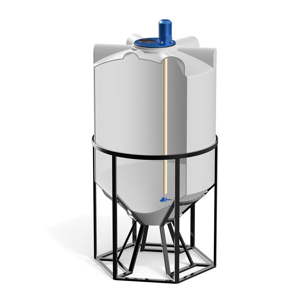 Ёмкость с пропеллерной мешалкой Полимер-Групп K 1000 л. конусная (1090x1090x2193см;) - арт.559226