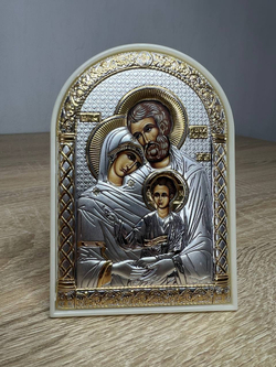 Св. Семейство, икона арочная, пластик белый 80х115
