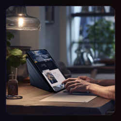 Чехол книжка синего цвета от Nillkin для Apple iPad Pro 11 с 2024 года, серия Bumper Pro Case-Multi Angle Folding Style, многофункциональный складной стиль
