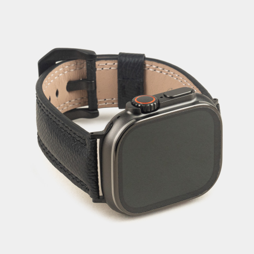 Ремешок для Apple Watch Ultra 49mm из кожи сафьяно,черного цвета