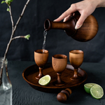 Деревянный набор - Графин с тремя рюмками на подносе RN2