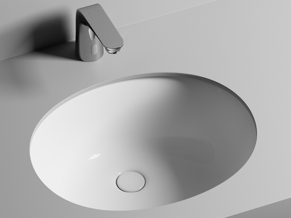 Умывальник овальный встраиваемый под столешницу Element 510x420x195мм, с крепежом и шаблоном для установки