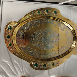 Чайный набор с подстаканниками на 2 персоны "Роскошный малахит"