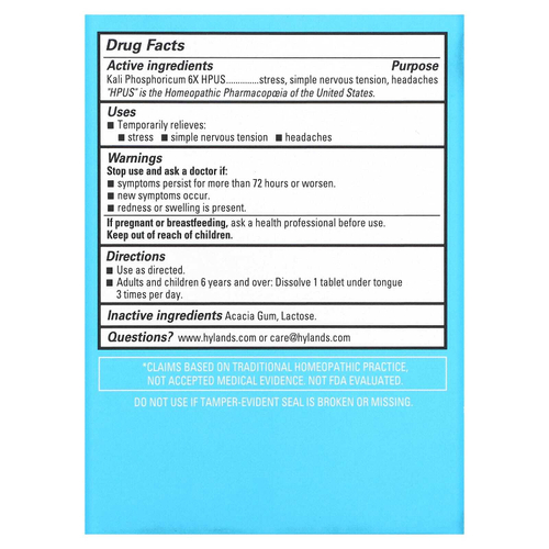Hyland's Naturals, Cell Salt # 6, Kali Phos 6X, 100 быстрорастворимых таблеток