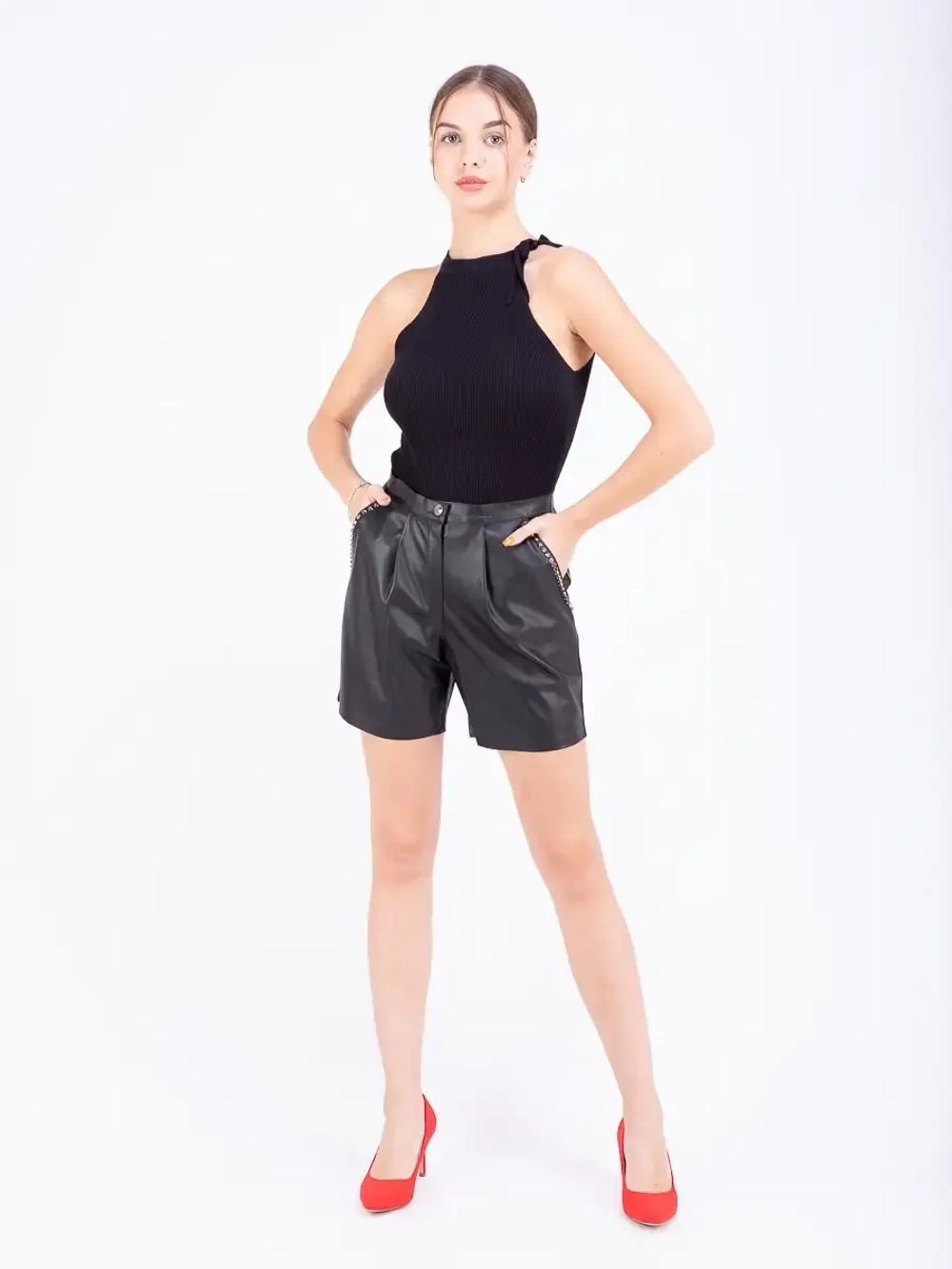 Шорты женские кожаные, шорты из экокожи