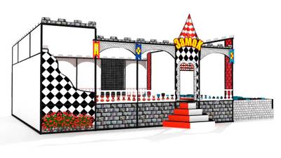 Батутная арена «Средневековье» 8,8×7,6 м, 9 батутов, с поролоновой ямой