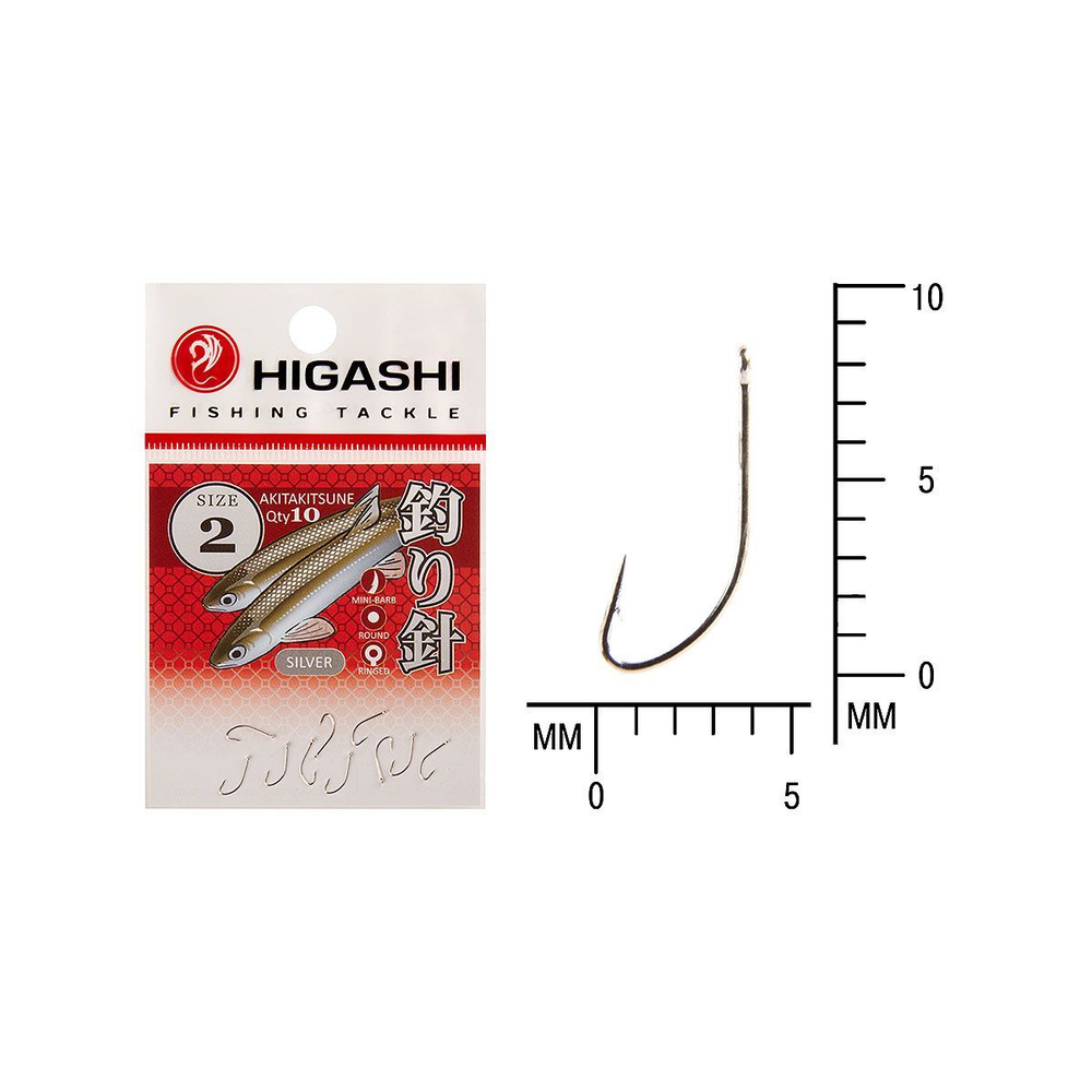 Крючок одинарный HIGASHI Akitakitsune ringed #1 Silver