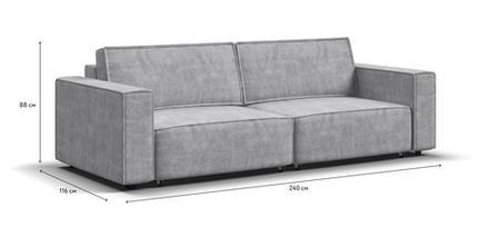 Диван Босс Софт Модуль Вельвет Корд серый