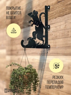 Кронштейны для кашпо Сова и Мышь -2 шт черный