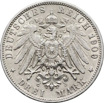 3 марки 1909 Германская империя F, Вюртемберг