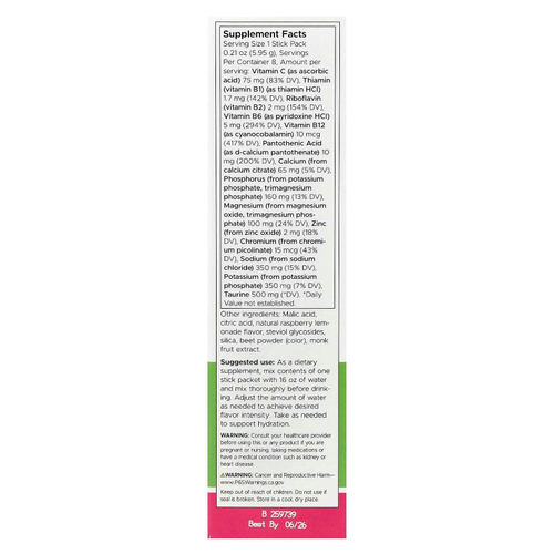 Swanson, Simply Hydrate, смесь для гидратации электролитов, малиновый лимонад, 8 пакетиков по 5,95 г (0,21 унции)