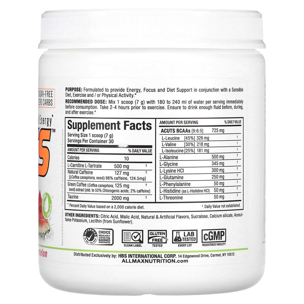 ALLMAX, ACUTS™, аминокислотная добавка, со вкусом арбуза, 210 г (7,4 унции)