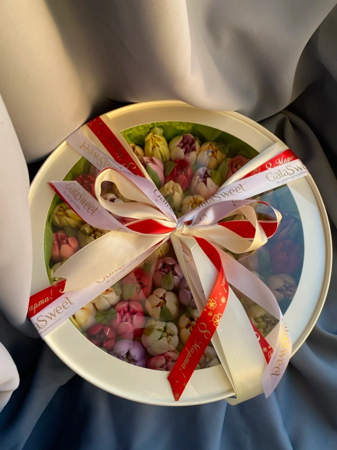 Зефирный букет "Тюльпаны", d=35см