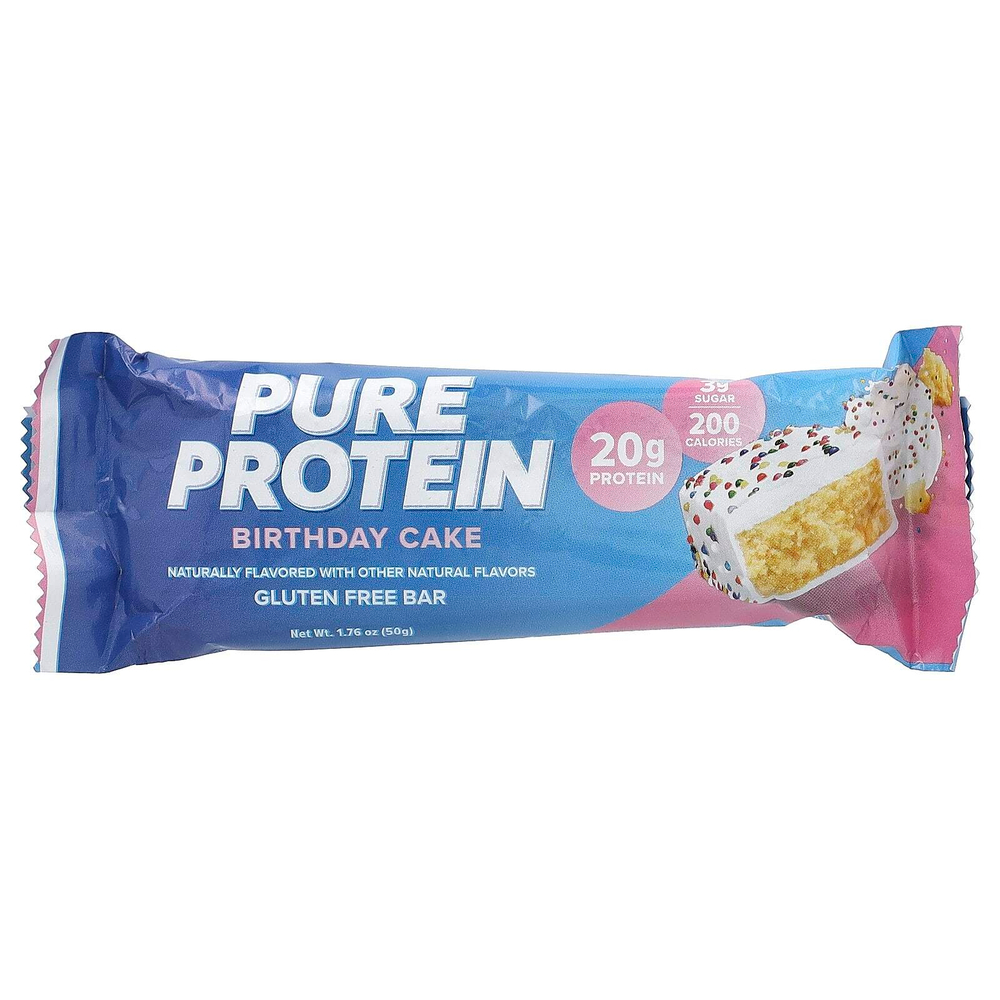 Pure Protein, батончики без глютена, со вкусом праздничного торта, 12 батончиков, 50 г (1,76 унции)