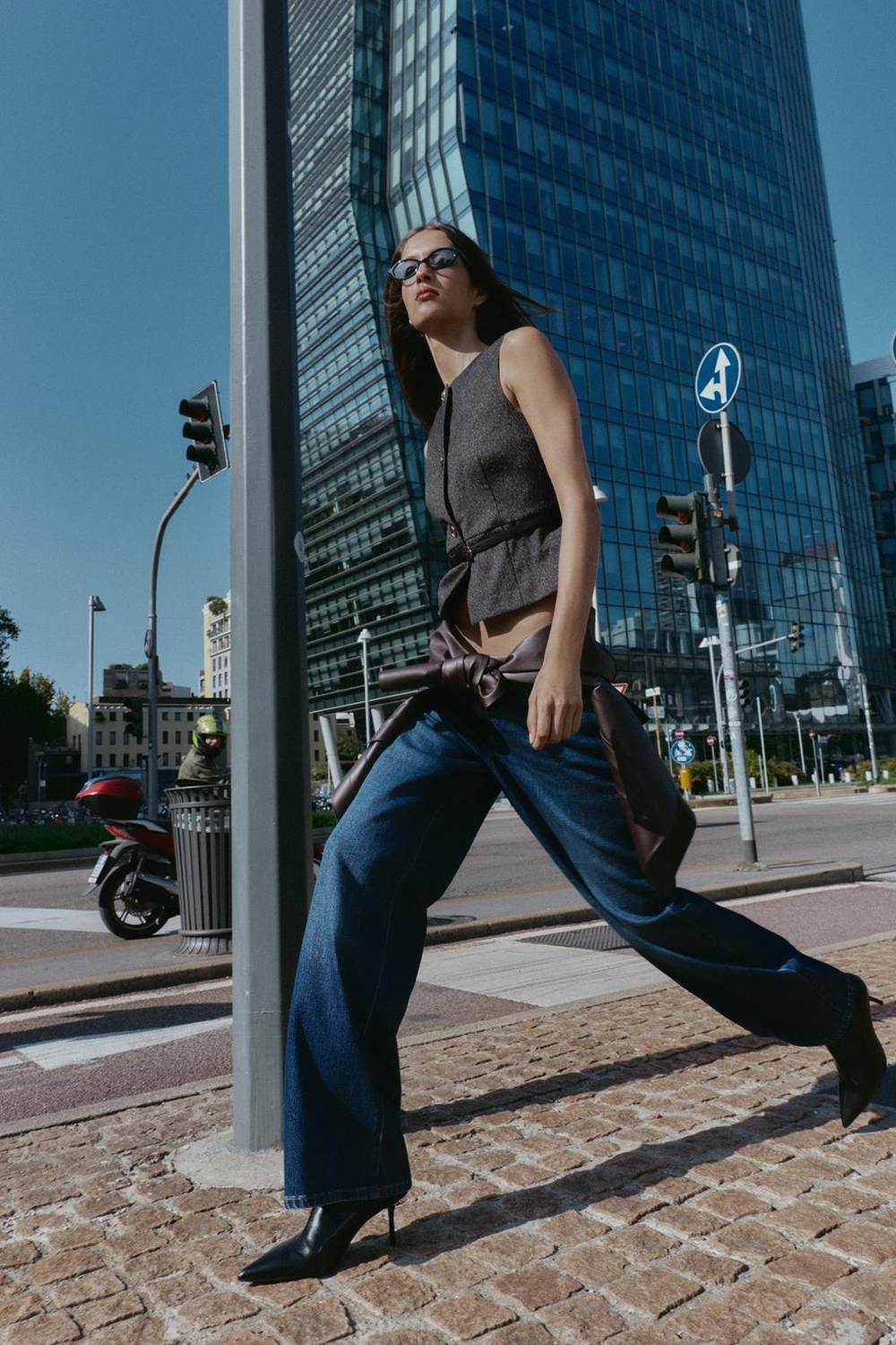 ZARA ТОП БЕЗ РУКАВОВ, СЕРЫЙ МЕЛАНЖ