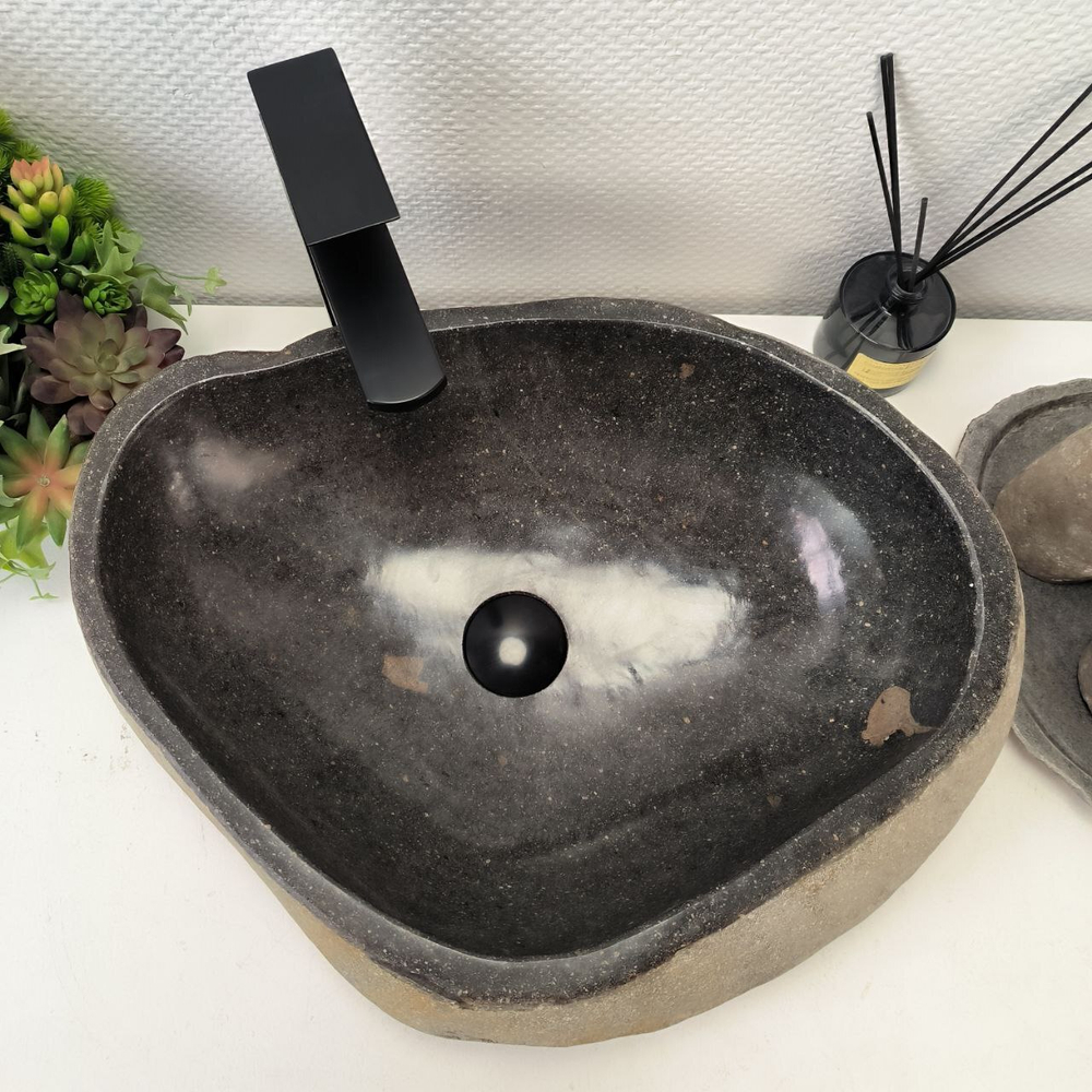 Каменная раковина из речного камня RS-63430 (52*40*15) 0123
