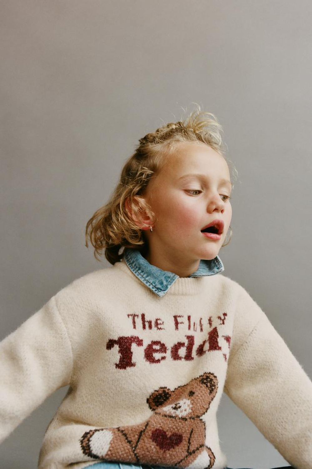 ZARA СВИТЕР С УЗОРОМ «МЕДВЕДЬ», ЭКРЮ