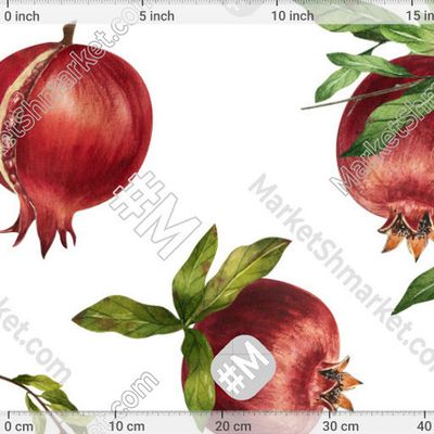 Гранаты и листья  акварель by Guzelika Art 150 DPI