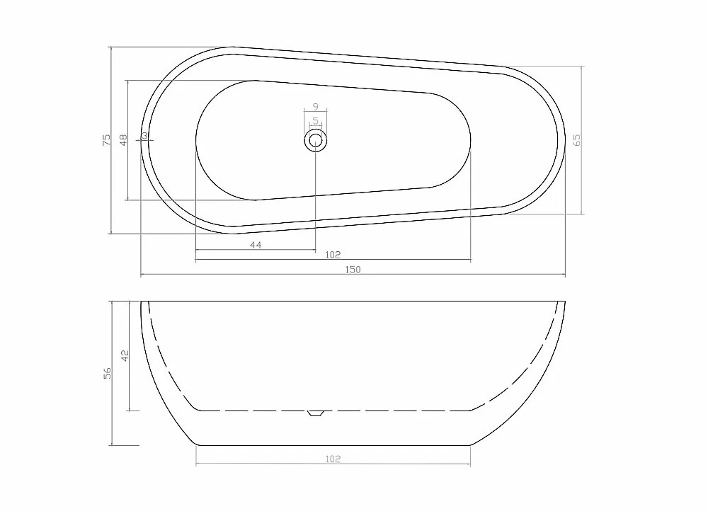 Ванна акриловая Ceruttispa MIMI150 150х75 белая