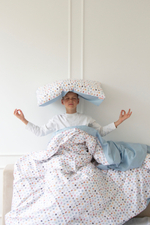 Комплект постельного белья «Разноцветные буквы» (голубой, сатин)