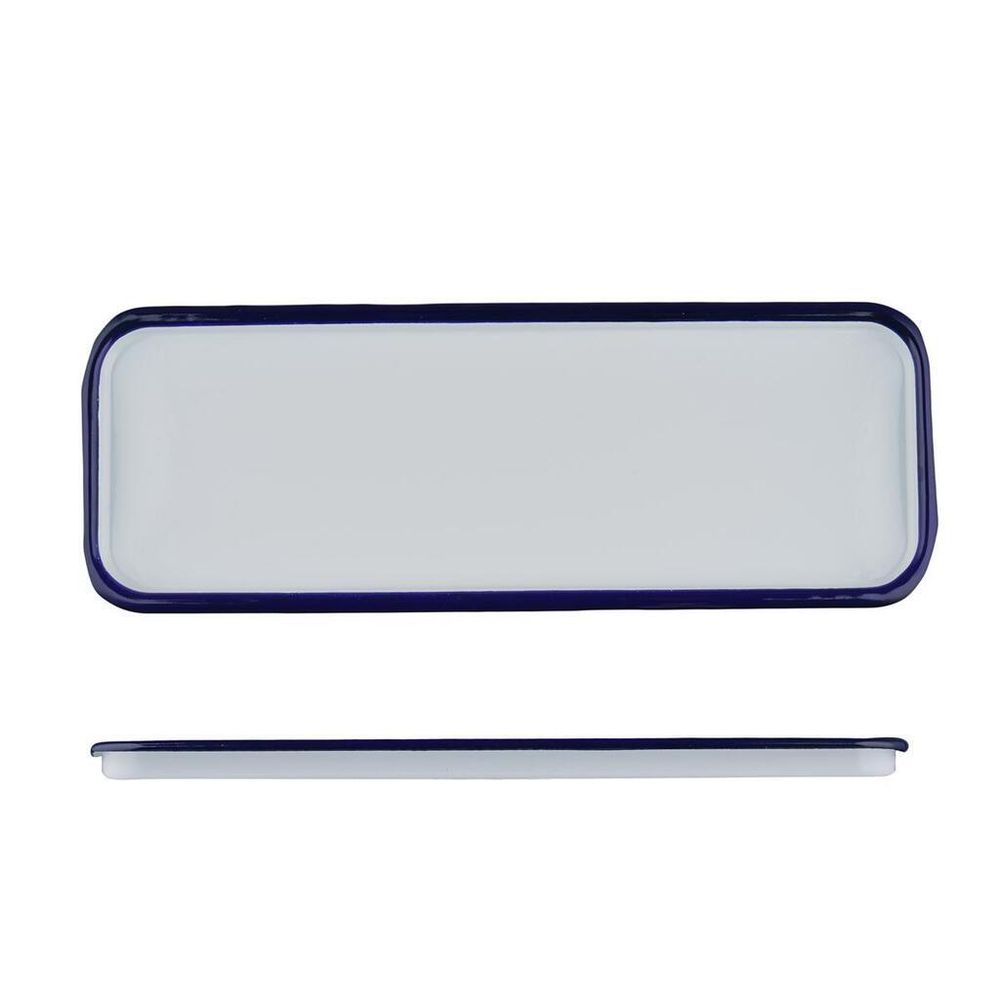 Блюдо прямоугольное 34,7*12,7*1,7 см 400 мл (поднос) Blue Rim эмалированая сталь SUNNEX [1]