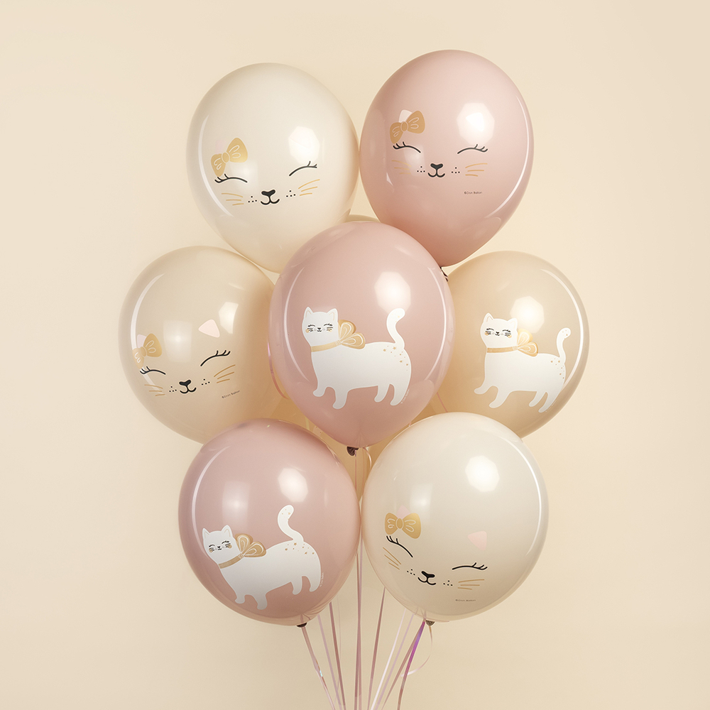 Шар (12''/30 см) Кошечка с бантом, Ассорти, пастель, 1 ст, 25 шт.